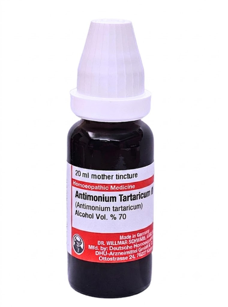 Antimonium Tartaricum – Mother Tincture | Homoeopathic Remedy for Cough with Mucus, Bronchitis & Chest Congestion